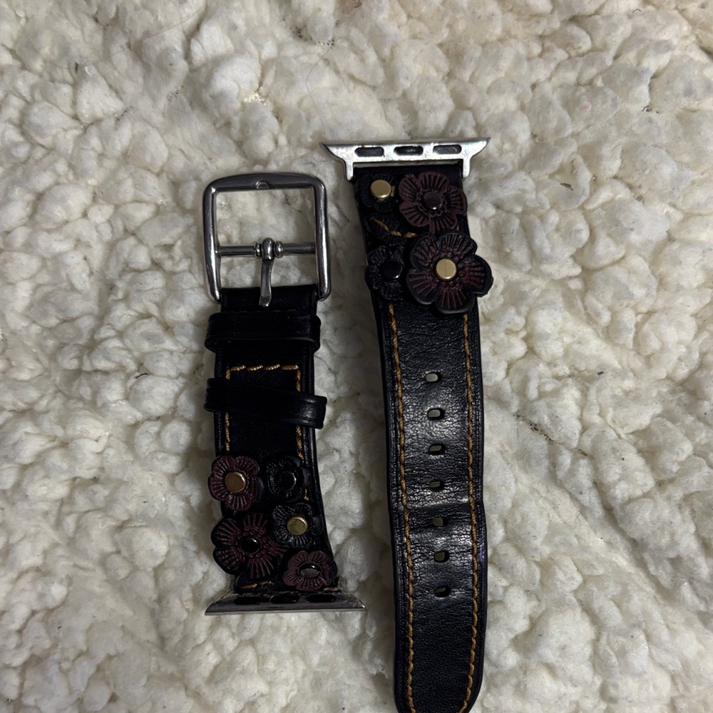Coach Black Leather Apple Watch Strap RARE
